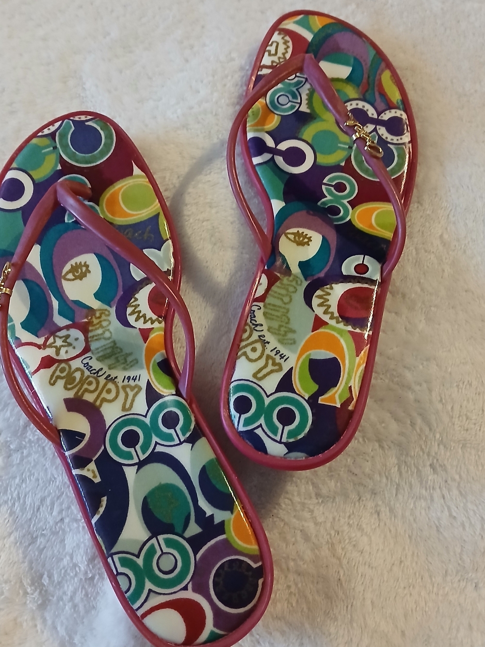 Coach POPPY Flip Flop Style Heeled Sandals, Size 7.5